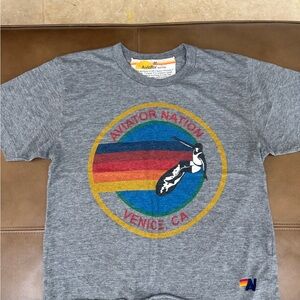 Aviator Nation Heather Gray Tee with Yellow Accent